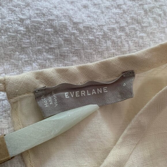 Everlane neutral beige 100% linen peek open back midi length lined dress - Picture 9 of 12